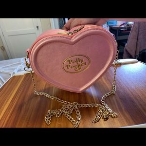 Small Polly Pocket pink heart shoulder purse